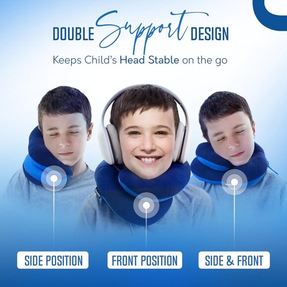 BCOZZY medium kids Blue Travel Neck Pillow with Pouch - Picture 7 of 7